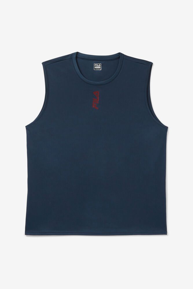 Fila T-Shirt Rep Tank Mens Navy - India FUJ-547381